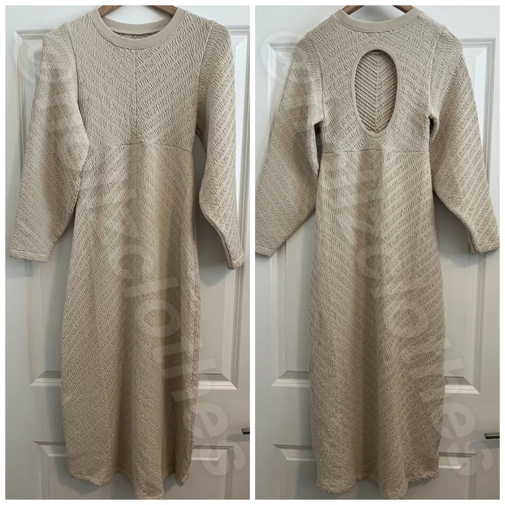 Free People NWOT Gabby Seamless Midi Dress Wet Plaster Ivory/Cream M/L - Picture 5 of 13